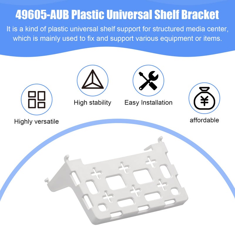 Miyolo 49605-aub Structured Media Panel Accessories Structured Media Enclosure Universal Shelf Mounting Bracket for Leviton Media Panel -That Supports 20lbs of Weight - White - Image 4